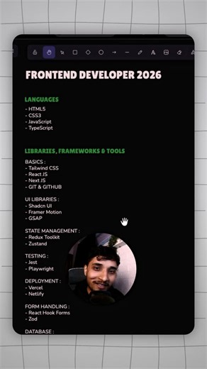 Tarun Kaushik | Coding Master on Instagram: "Required Skills to become a Skilled Frontend Developer in 2026🔥 Share this reel with your friends 😉 Follow us for more amazing content 🙌🏻 . . . . . #webdevelopment #webdesign #coding #reactjs #frontendwebdeveloper"