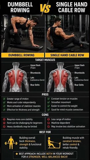 Dumbbell Row vs Single Hand Cable Row | Which Builds a Bigger Back? 🔥