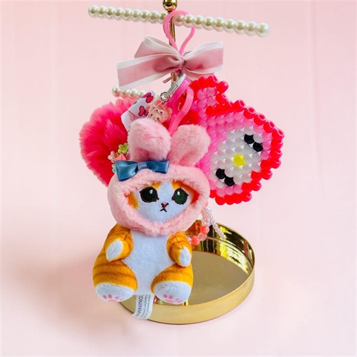 My Melody Pony Bead Keychain Charm Set. Kitty in My Melody Costume - Etsy