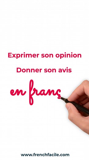 Comment exprimer ton avis en français ? Dans cette vidéo, découvre 3 façons d’exprimer tes opinions en français une devinette. Je crois que… Je pense que… A mon avis… Exercice : Je vous donnerai, …, quels sont les avantages du Sony. —---------------------------- A pour d’autres leçons faciles de grammaire et conjugaison Catherine www.frenchfacile.com #french #coursdefrancais #frances #expatinfrance #expressionfrançaise #frenchphrases