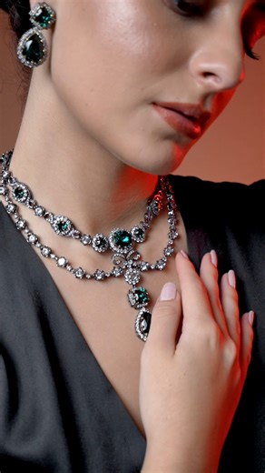 Krupa Patel on Instagram: "Elevate your look with our Emerald Two Layer Silver CZ Necklace Set. The deep emerald stones paired with sparkling cubic zirconia create a balanced and elegant design. Designed for comfort and shine, this set pairs beautifully with modern and traditional outfits. Shop Now - https://www.pitarrasoneri.com/products/emerald-two-layer-silver-cz-necklace-set #PitarraJewelry #EmeraldNecklaceSet #TwoLayerNecklace #SilverCZJewelry #StatementJewelry #USAJewelryBrand #ElegantAcce