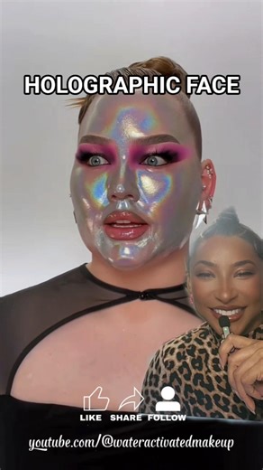 NIKKIE TUTORIALS IN HOLOGRAPHIC FACE MAKEUP #nikkietutorials #makeupshorts #holographicuniverse #art