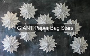 Giant paper bag stars are a fun project when you want to add flare to your wall. Great for Christmas party decor! http://www.thesitsgirls.com/diy/giant-paper-bag-stars/ | Savings Every Day