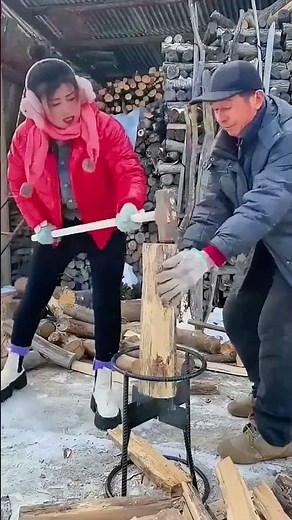 No Need to Worry About Splitting! Rural Homemade Tool, Easily Handle Large Logs