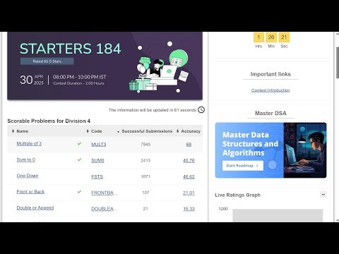 Q4 Front or Back✅ | CodeChef Contest184 Live 🔥💻#coding #codechef #contest #programming