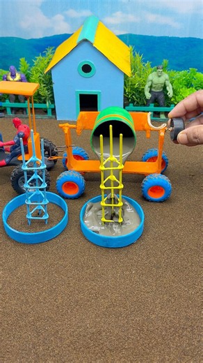 😱 Real Working Mini Tractor Making Cement Pillar | Amazing DIY Construction Machine 🚜 #shorts