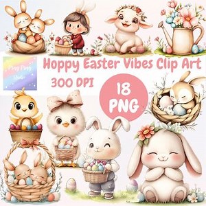 Watercolor Easter Clipart-Happy Easter Vibes Clip Art
