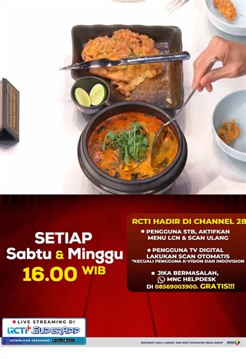 Wah enak nih, yummy dilidah juri. RCTI Hadir di CHANNEL 28, ikuti cara mudahnya: * Aktifkan LCN lalu scan ulang STB Kamu * Scan otomatis TV Digital Apabila masih bermasalah dengan siaran @officialrcti ditempat kamu? Silahkan cek link berikut ya ⬇️⬇️⬇️ https://bit.ly/LayananSolusiDigital Atau, Hubungi Nomor Whatsapp MNC HELPDESK DI 08569003900. GRATIS!!! #MasterChefIndonesiaSeason13 #MasterChefIndonesia #MCIS13 #MCIS13diRCTI