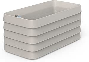 Amazon.com : Crescent Garden Slat Medium Rectangular Planter Box for All-Weather - Self-Watering Outdoor Deck Box Planter for Flowers and Herbs (Parchment, 36'' x 17'' x 17''H) : Patio, Lawn & Garden