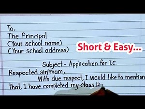 Transfer Certificate application in english || Application for school leaving certificate in english