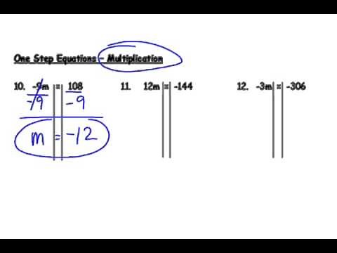 One Step Equations with Negative Numbers