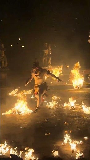 Bali Fire Dance Ritual 🔥😳 | Kecak Chanting, Masks & Wild Performance