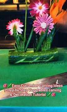 🌺🥒Easy Cucumber Carving Ideas | Step by Step Vegetable carving & Decoration Tutorial 🥒🌺 #shortvideo