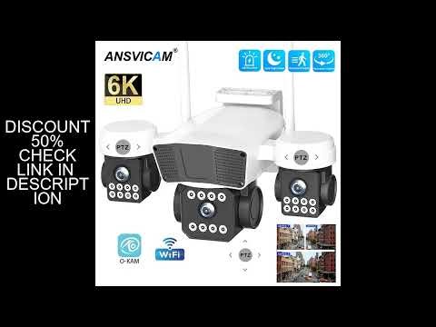 ANSVICAM 12MP 6K UHD WIFI Camera 3-PTZ Outdoor Cam Three Lenses Triple Screens Security Monitor Nigh