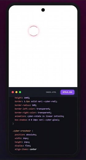 Compact All-Red Cyber Crosshair Cursor | Modern Web Design Tutorial
