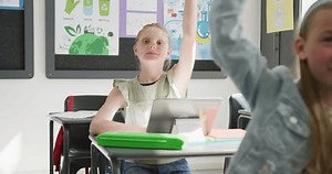 Video Attentive Caucasian Schoolgirl Desk Raising Stock Footage Video (100% Royalty-free) 1106104327 | Shutterstock