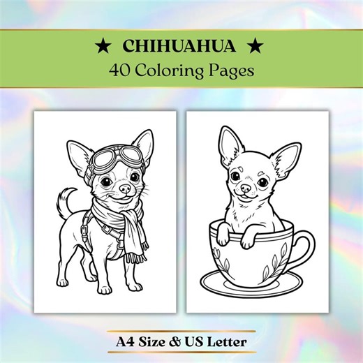 40 Chihuahua Coloring Pages, Printable Puppy Coloring Sheets, Kids Activity Printables (digital Download) A4/US Letter - Etsy