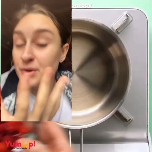 Delicious Raspberry Dessert Preparation in the Kitchen