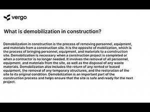 Demobilization in Construction Explained