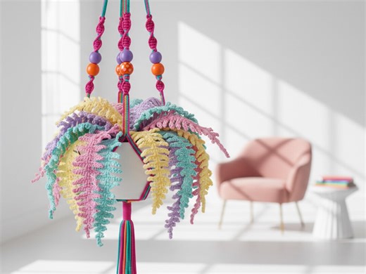 Crochet Potted Fern Pattern, Realistic Hanging Plant (PDF Download) - Etsy