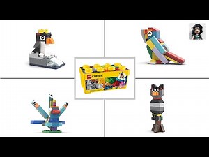 4 BIRDS Lego classic 10696 ideas How to build PENGUIN PARROT OWL PEACOCK