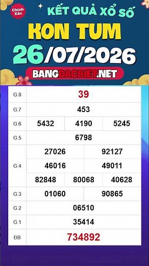 Kon Tum Lottery July 26 - XSKT 7/26 - XS Kon Tum - Kon Tum Lottery Today