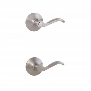 Defiant Naples Satin Nickel Bed/Bath and Hall/Closet Door Lever Combo - The Home Depot