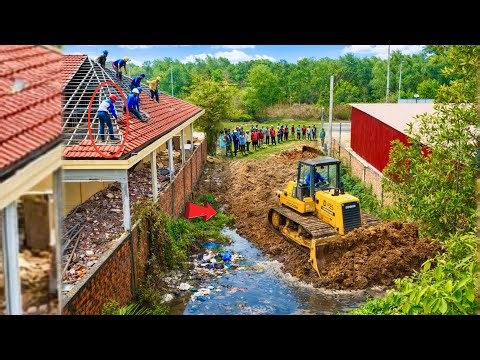 First Start New Perfect Project !! Complete100% Landfill Process by Bulldozer Komat'su & Dump Trucks