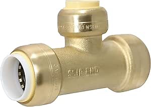 1 Pcs XFITTING 1/2" PVC x 1/2" PVC x 1/2" CTS Push Fit Tee, Push To Connect Tee