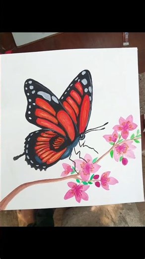realistic butterfly drawing with water color #drawing #art