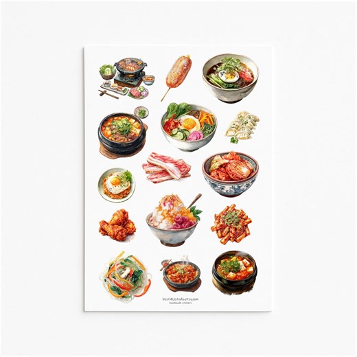 Korean Food Sticker Set Bibimbap Tteokbokki BBQ Noodles Planner Journal Scrapbook - Etsy