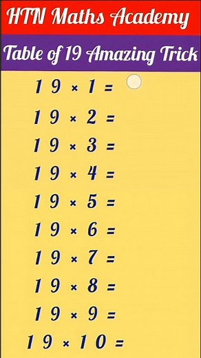 Table of 19 leaning easy trick / 19 times table trick #maths #education #tabletrick #trending #viral