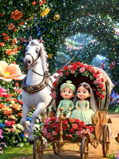 White Horse Buggy with Kids Reciting Kalma