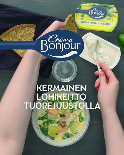Kermainen lohikeitto tuorejuustolla