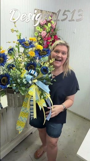 Grace in Blue Sunflower Arrangement 💙 | How to Design a Bold Floral Wall Arrangement