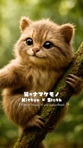 ネコ × ナマケモノ 🐱🦥🌿 Cute AI Animals #cat #ai #動物 #kitten #kittens #animals #cuteanimals ##shorts