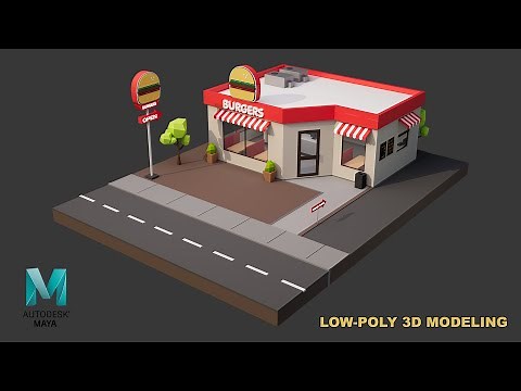 Low-Poly 3D modeling using Autodesk Maya 2022 | Burger Restaurant