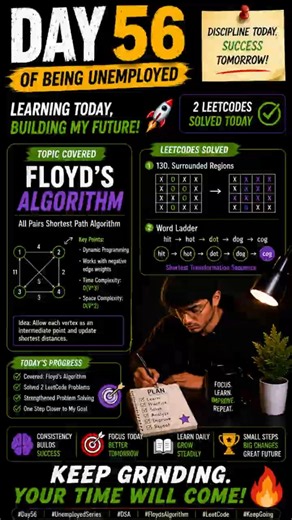 Day 56 of Being Unemployed 💻 | Floyd's Algorithm + 2 LeetCode Problems 🔥