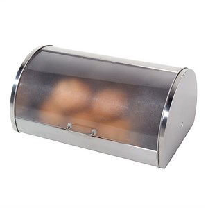 Oggi Stainless Steel Bread Box w/ Frosted Lid (15" x 7.25" x 10")