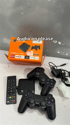 Household thrift on Instagram: "M8 Mini Android TV Box game console. It runs on the Android 9.0 operating system. It supports 4K Ultra HD resolution. It features built-in apps like Netflix, YouTube, and Prime Video, with Chromecast and Google Assistant built-in. It includes two wireless game controllers and a remote control. 55k"