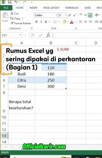 Rumus Excel yg sering dipakai di kantoran #tutorial #excel #kerja