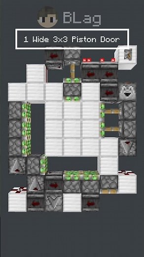 1 Wide 3x3 Piston Door in Minecraft #minecraft #redstone #minecrafttutorial