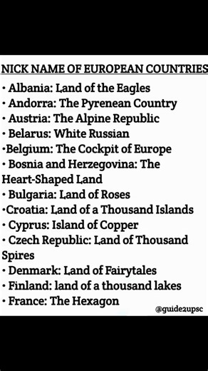 Nick name of European countries #shorts