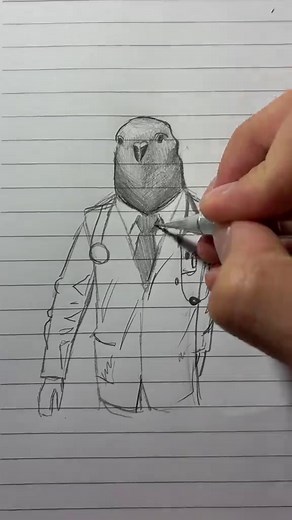 How to Draw a Doctor Pigeon Step-by-Step