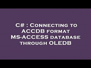 C# : Connecting to ACCDB format MS-ACCESS database through OLEDB
