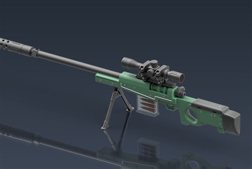 AWM狙击枪模型装配与渲染 Inventor2025