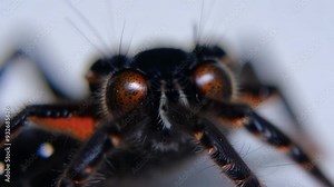 Macro close-up of spider with orange and black markings, perfect for Halloween themes and spooky visuals