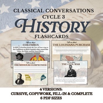Classical Conversations Cycle 3 History Memory Work Flashcards Cursive Copywork