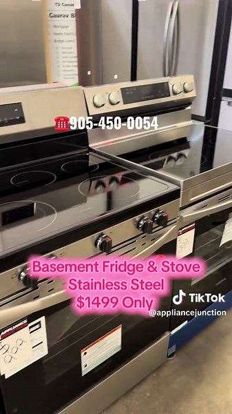 🔥 Weekend ONLY! Stainless Steel Fridge & Stove Combo for just $1499! 📞 Call 905-450-0054 now! 📍 Appliance Junction – Your Home Appliance Experts! #KitchenGoals #ApplianceDeals #BramptonSavings”
