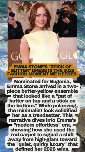 Emma Stone’s "Butter" Dress Shuts Down Red Carpet! 🧈 #EmmaStone #goldenglobes